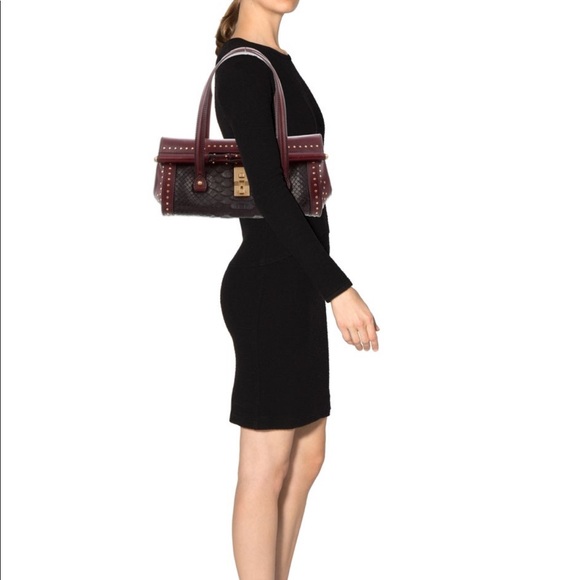 Gucci Leather & Snake Skin Burgundy & Black - Picture 3 of 8